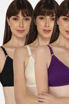 Naidu Hall Cotton Double Layered Non Wired Full Coverage Saree Bra (Pack of 3) - Multicolor — thumbnail 1